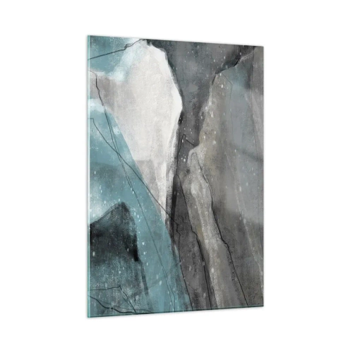 Impression sur verre - Image sur verre - Une représentation abstraite de roches et de glace dans une palette de couleurs froides. - 50x70cm - Résumé : roches et glace - Décoration murale moderne pour le salon et la chambre ARTTOR