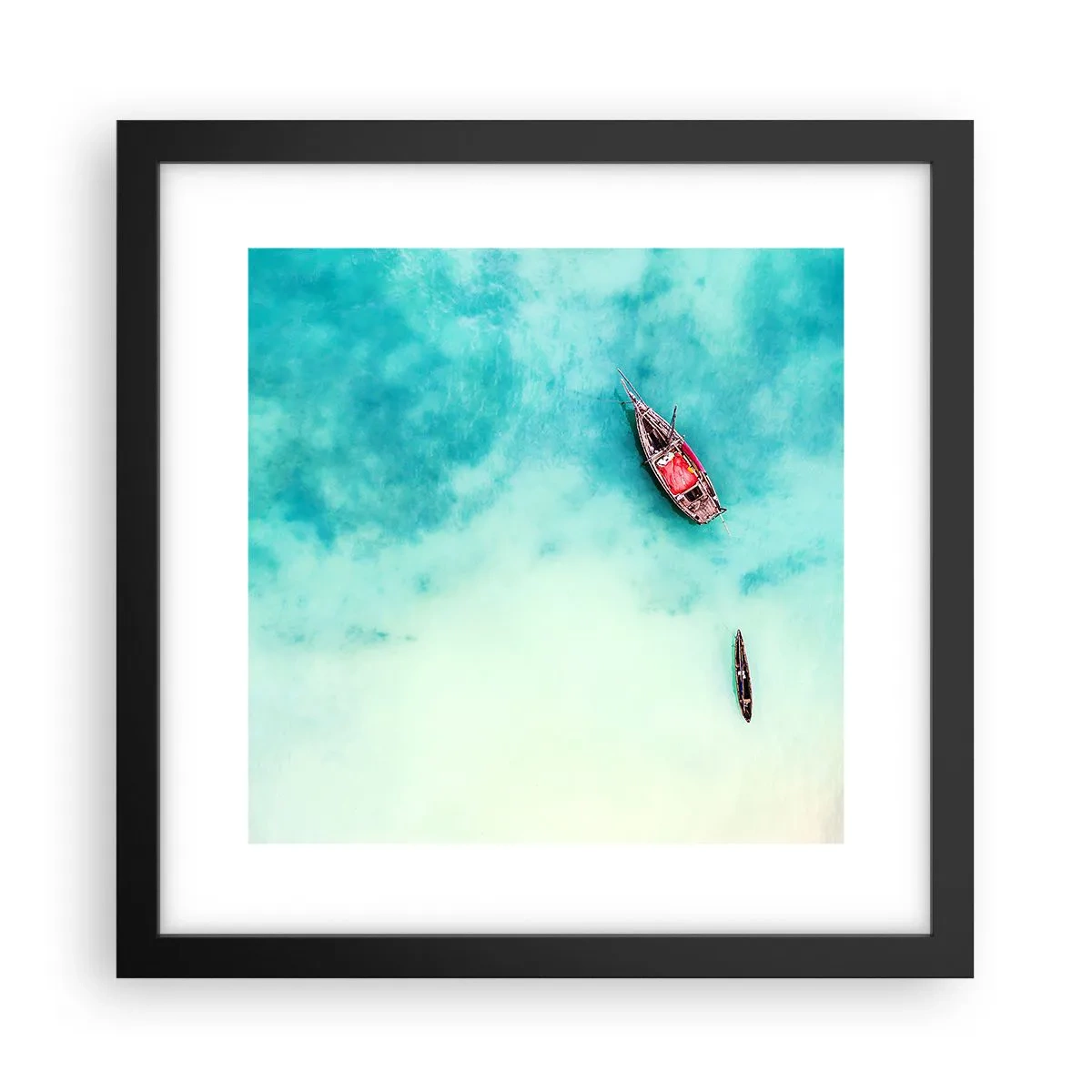 Affiche dans un cadre noir - Poster - Car sur les plages de Zanzibar, quand il y a un débordement d'eau... - 30x30 cm