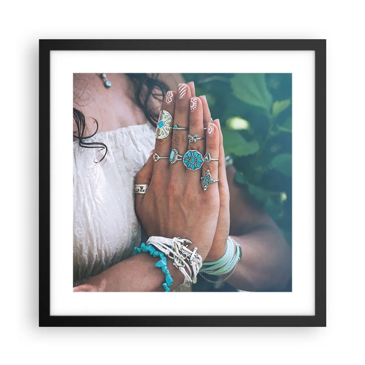 Affiche dans un cadre noir - Poster - Bienvenue au centre du bien-être - 40x40 cm