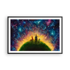 Affiche dans un cadre noir - Poster - Amour et amitié - le monde entier - 91x61 cm