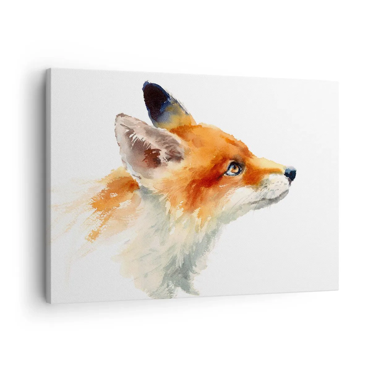 Impression sur toile - Image sur toile - Renard roux en style aquarelle sur fond blanc - 70x50cm - Vous ne pouvez jamais être trop prudent - Décoration murale moderne pour le salon et la chambre ARTTOR