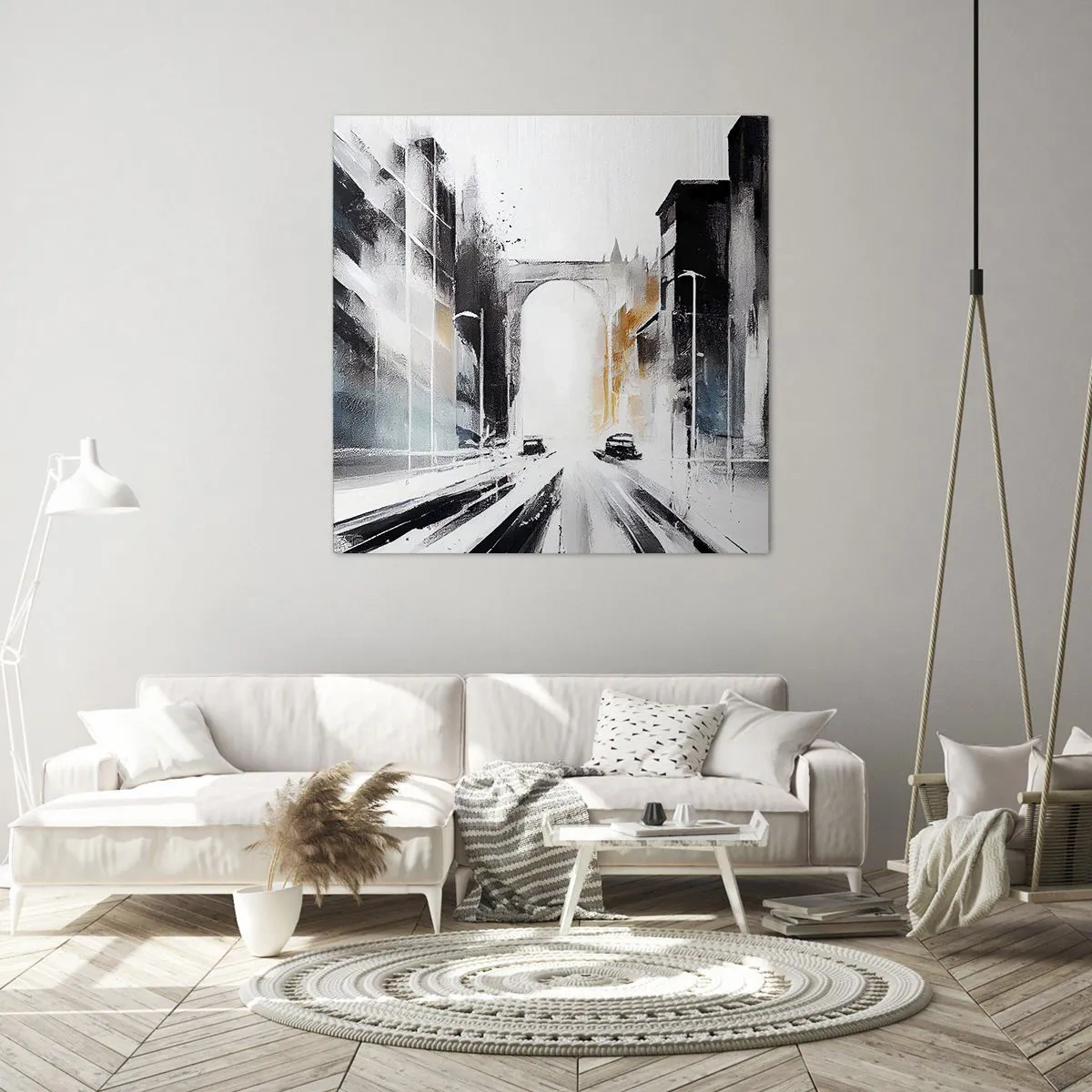 Impression sur toile - Image sur toile - Étude de ville : architecture et mouvement - 30x30 cm