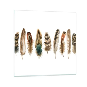 Impression sur verre - Image sur verre - Variation à plumes - 60x60 cm