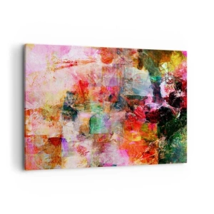 Impression sur toile - Image sur toile - Une composition abstraite aux tons dominants rose et rouge. - 100x70cm - Un voyage à travers les roses - Décoration murale moderne pour le salon et la chambre ARTTOR