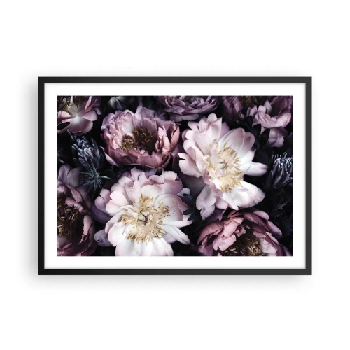 Affiche dans un cadre noir - Poster - Fleurs aux tons pastel délicats - 70x50cm - Bouquet à l'ancienne - Décoration murale moderne pour le salon et la chambre ARTTOR