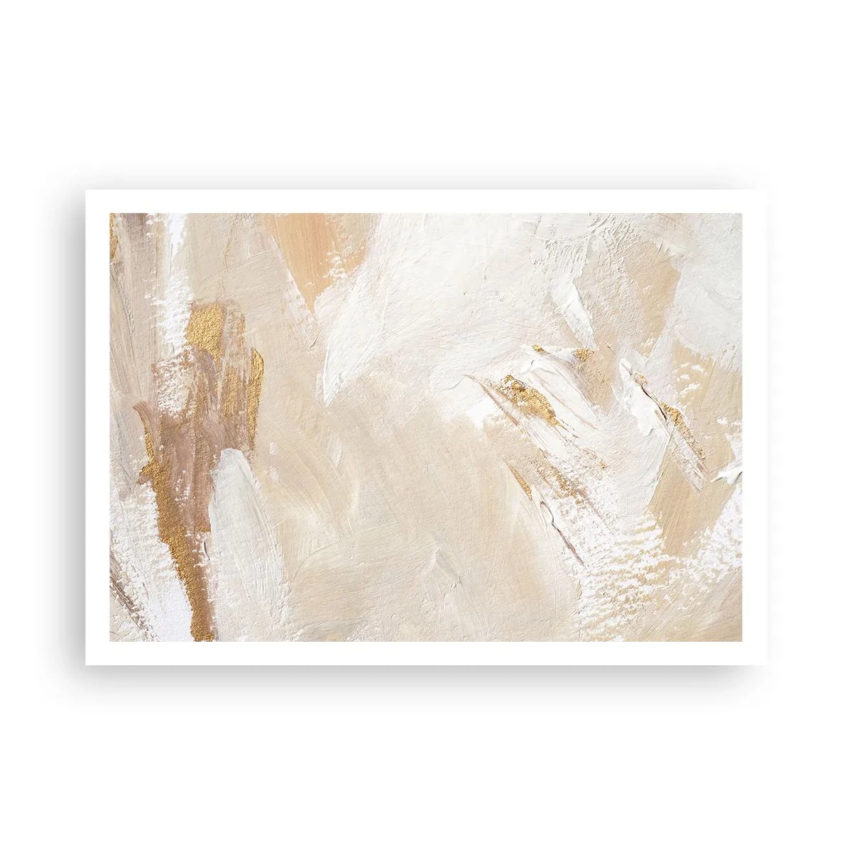 Affiche - Poster - Des tons abstraits délicats dans des tons beiges et dorés - 100x70cm - Composition pastel - Décoration murale moderne pour le salon et la chambre ARTTOR