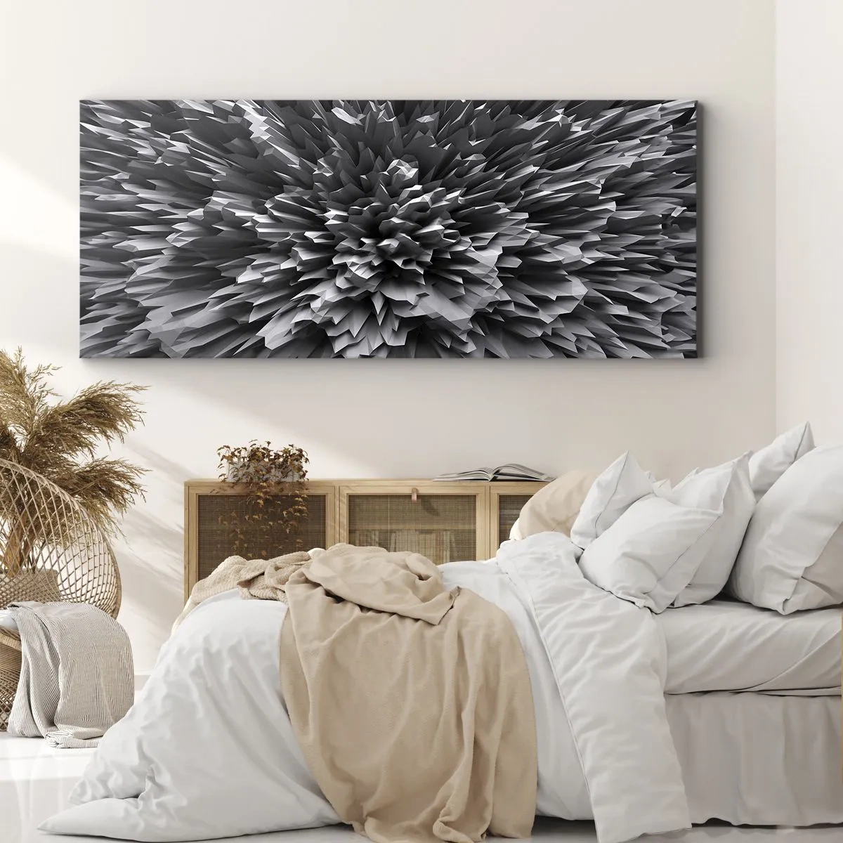 Impression sur toile - Image sur toile - Structure abstraite en nuances de gris - 120x50cm - Ça ne peut pas être plus dur que ça - Décoration murale moderne pour le salon et la chambre ARTTOR