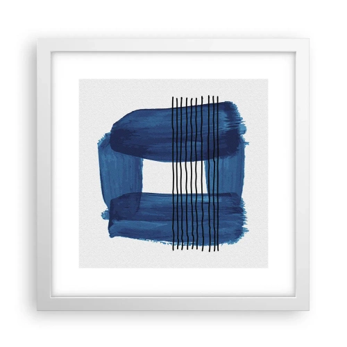 Affiche dans un cadre blanc - Poster - Composition noire-bleue - 30x30 cm