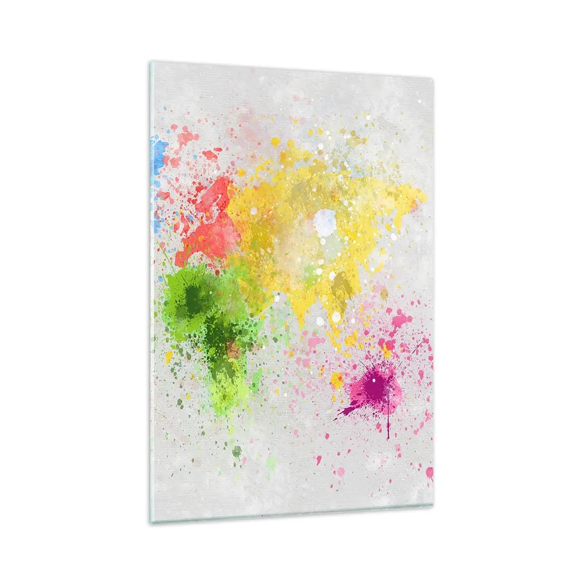 Impression sur verre - Image sur verre - Une carte du monde dans une interprétation aquarelle colorée - 80x120cm - Toutes les couleurs du monde - Décoration murale moderne pour le salon et la chambre ARTTOR