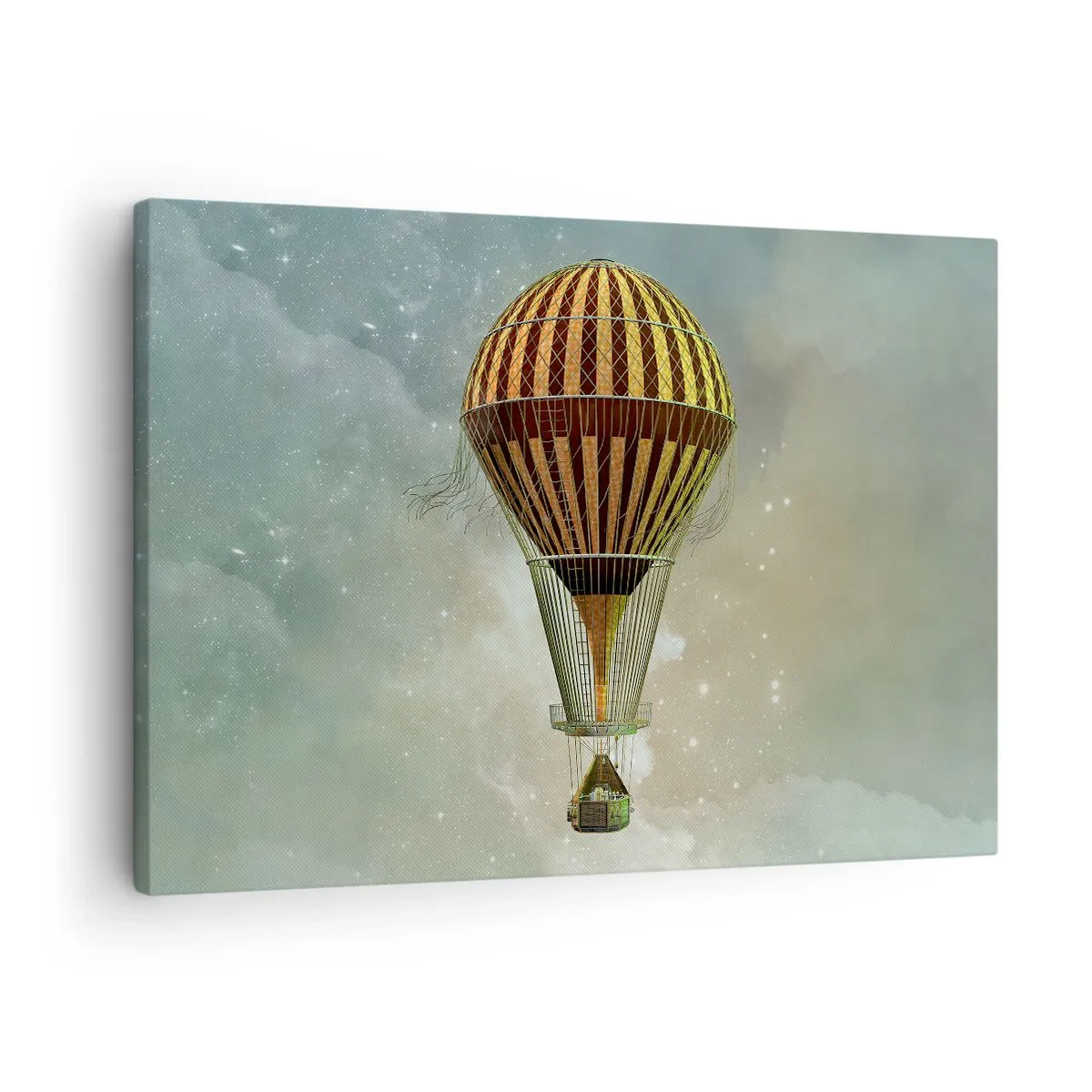 Impression sur toile - Image sur toile - Une montgolfière flottant parmi les nuages - 70x50cm - Vols pionniers - Décoration murale moderne pour le salon et la chambre ARTTOR