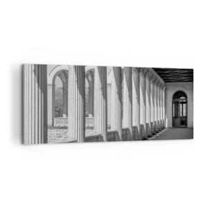 Impression sur toile - Image sur toile - Colonnade de style classique en noir et blanc - 120x50cm - Arcade ensoleillée - Décoration murale moderne pour le salon et la chambre ARTTOR