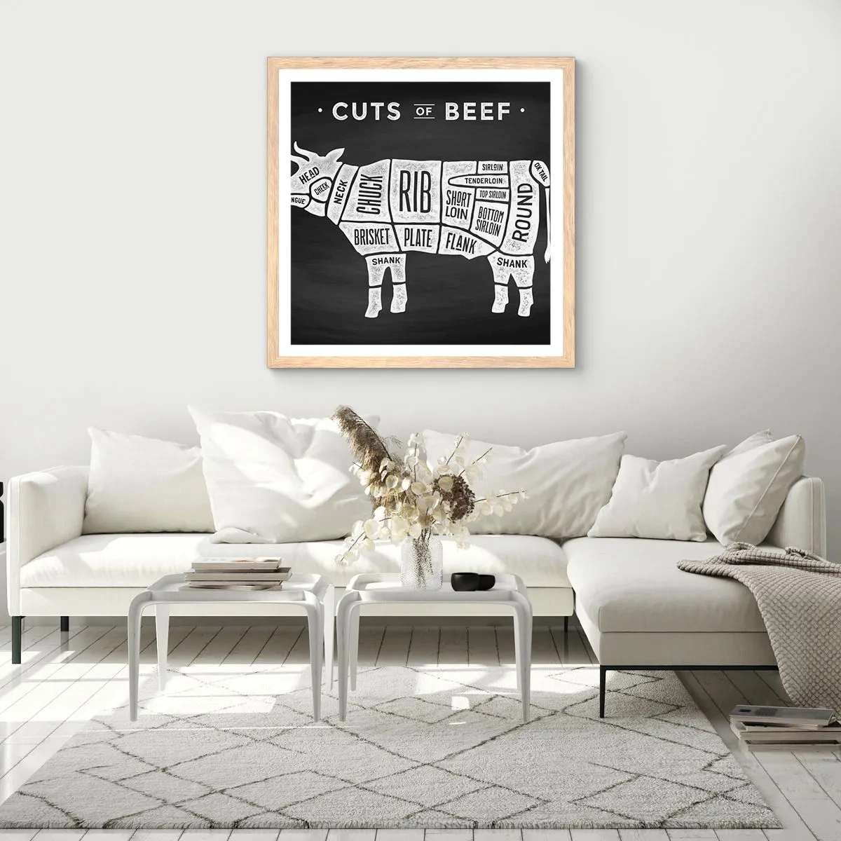 Affiche dans un chêne clair - Poster - L'art de la découpe - 30x30 cm