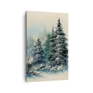 Impression sur toile - Image sur toile - Paysage d'hiver avec des arbres enneigés - 80x120cm - Prêt pour les fêtes - Décoration murale moderne pour le salon et la chambre ARTTOR
