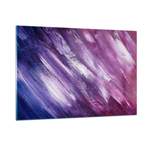 Impression sur verre - Image sur verre - Peinture abstraite dans les tons de violet et de blanc - 120x80cm - Quand le vent ensoleillé souffle - Décoration murale moderne pour le salon et la chambre ARTTOR