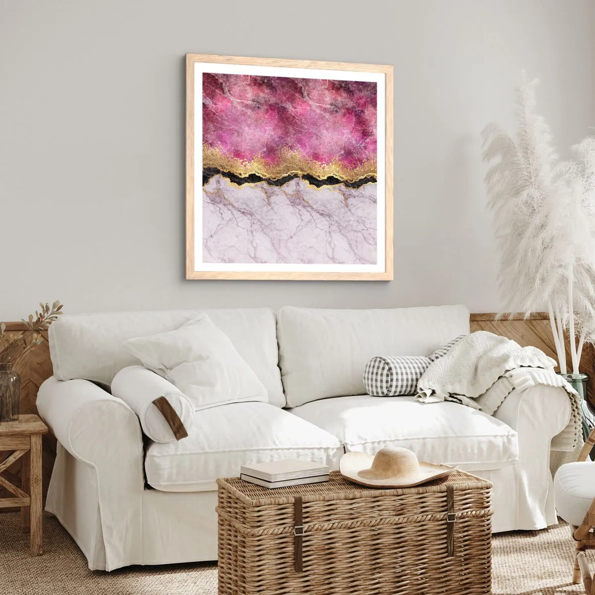 Affiche dans un chêne clair - Poster - À la frontière - 50x50 cm