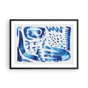 Affiche dans un cadre noir - Poster - Motif abstrait dans les tons de bleu - 70x50cm - Retour aux racines - Décoration murale moderne pour le salon et la chambre ARTTOR