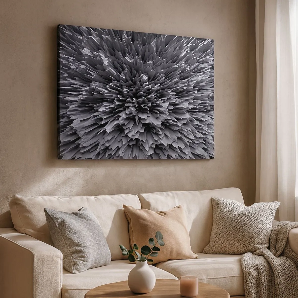 Impression sur toile - Image sur toile - Structure abstraite en nuances de gris - 70x50cm - Ça ne peut pas être plus dur que ça - Décoration murale moderne pour le salon et la chambre ARTTOR