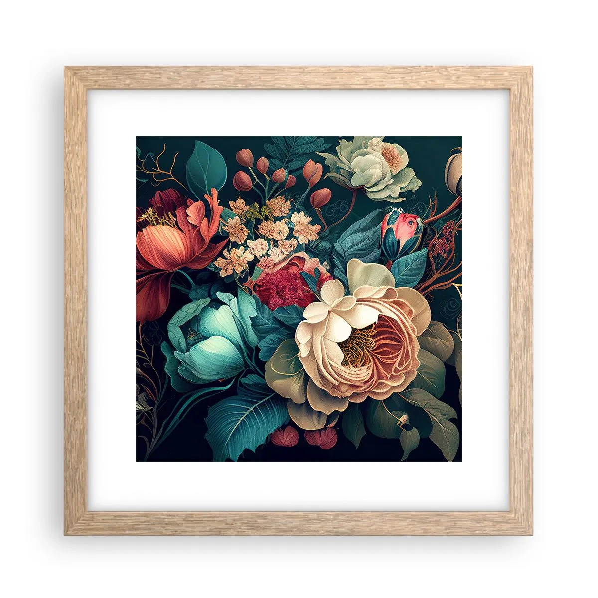 Affiche dans un chêne clair - Poster - le charme du 19ème siècle - 30x30 cm