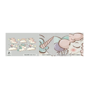 Échantillon de Papier Peint Premium Canvas - Ils existe, c'est sûr… - Pour les enfants, Licorne, Conte de fées - 100x30 cm