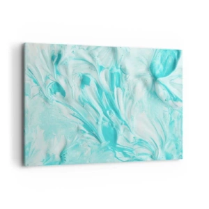 Impression sur toile - Image sur toile - Un motif abstrait dans des tons pastel de bleu et de blanc. - 100x70cm - Ensemble pour toujours - Décoration murale moderne pour le salon et la chambre ARTTOR