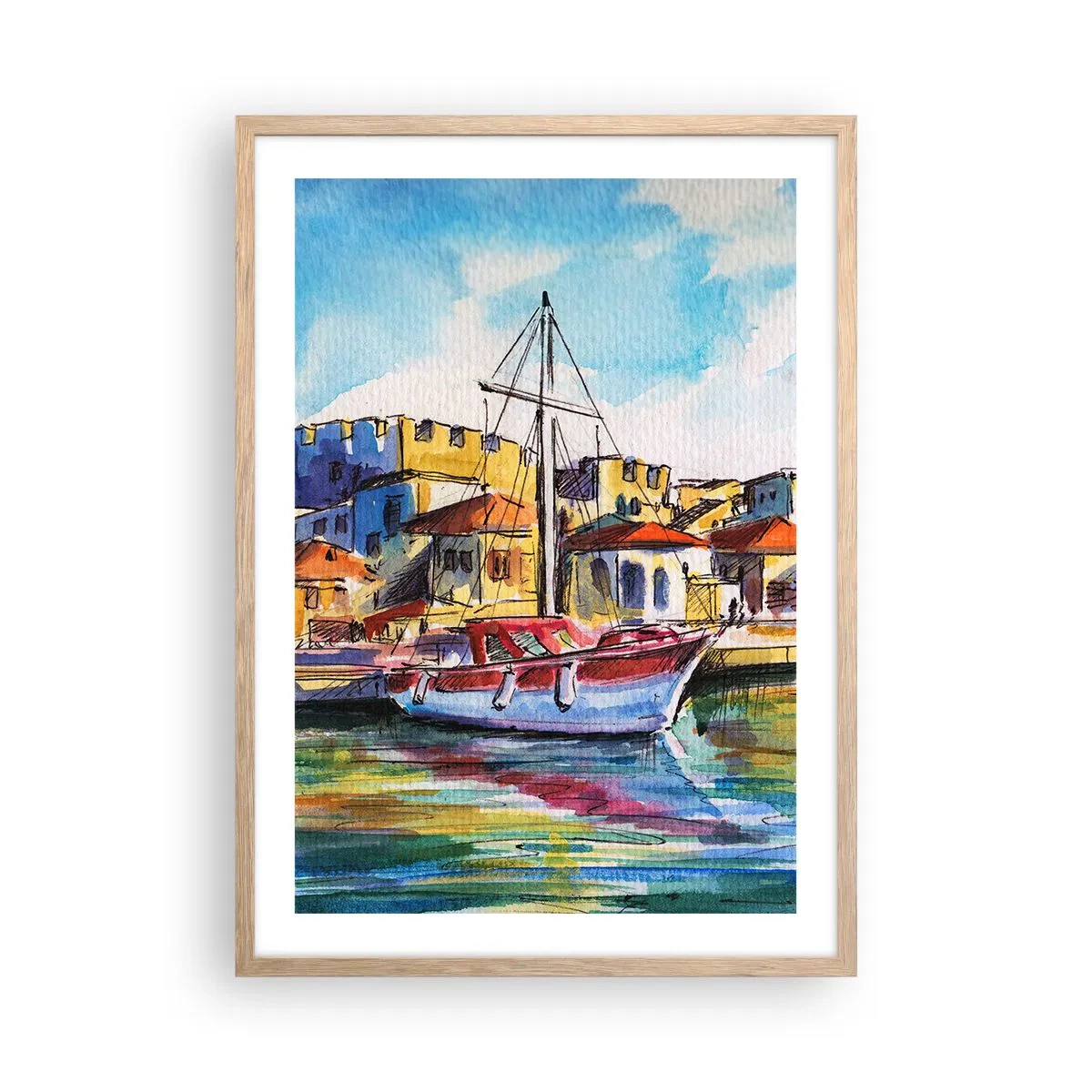 Affiche dans un chêne clair - Poster - Après-midi arc-en-ciel - 50x70 cm