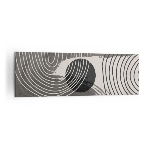 Impression sur toile - Image sur toile - Lignes géométriques et ovales dans des tons monochromes - 160x50cm - L'ovale gagne - Décoration murale moderne pour le salon et la chambre ARTTOR