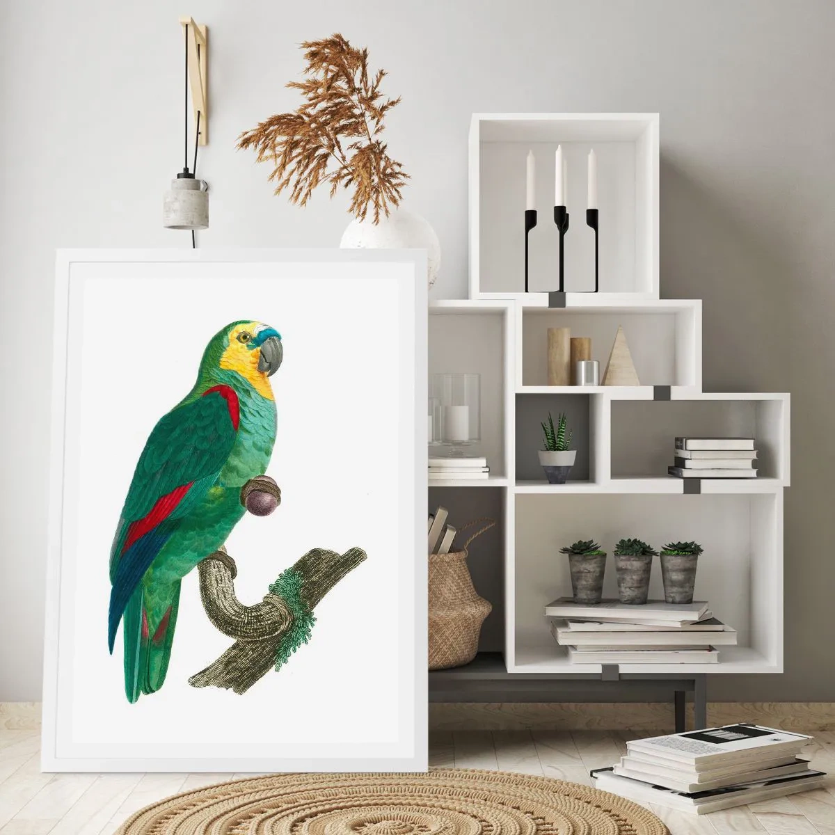 Affiche dans un cadre blanc - Poster - Portrait de perroquet - 30x40 cm