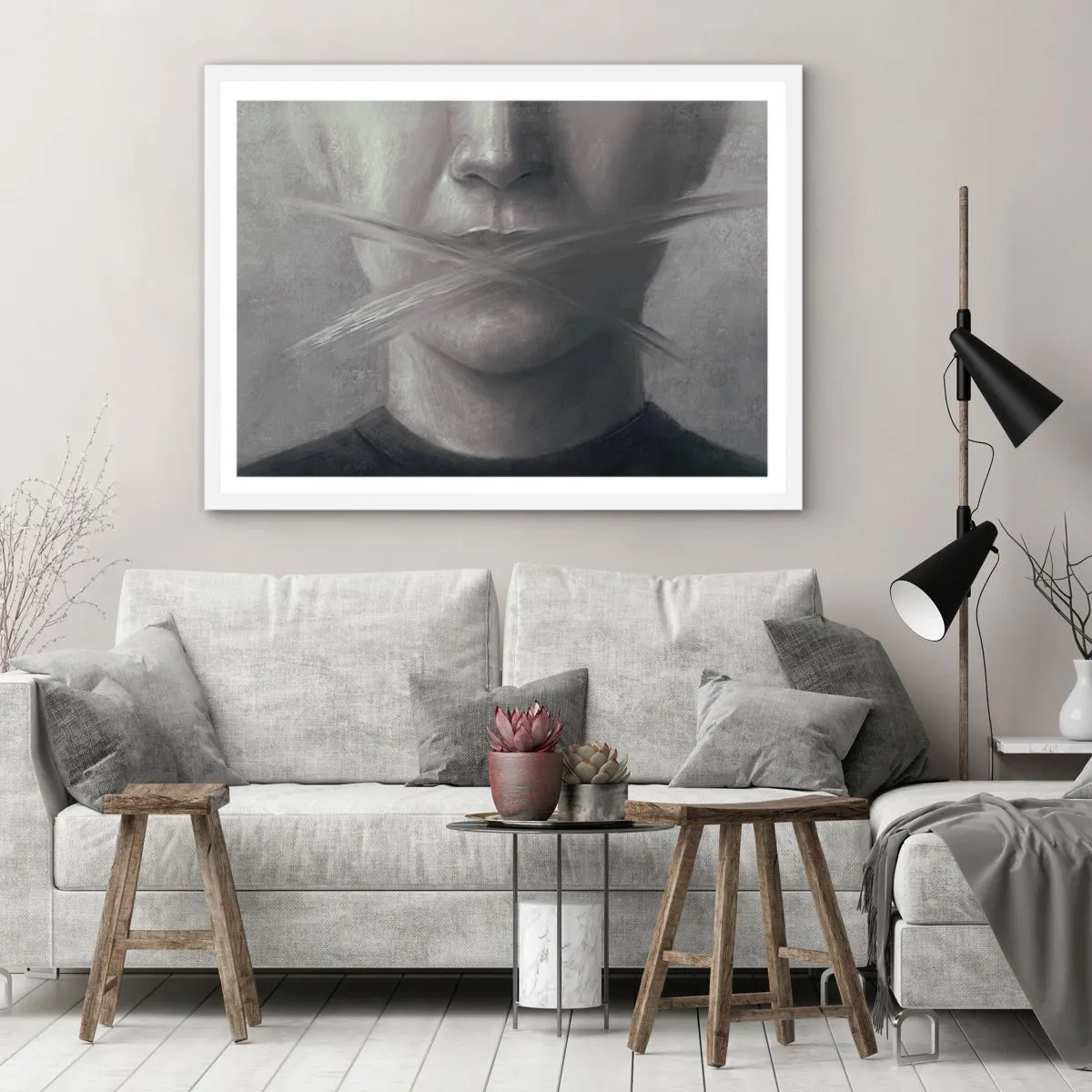 Affiche dans un cadre blanc - Poster - Sans mot - 50x40 cm