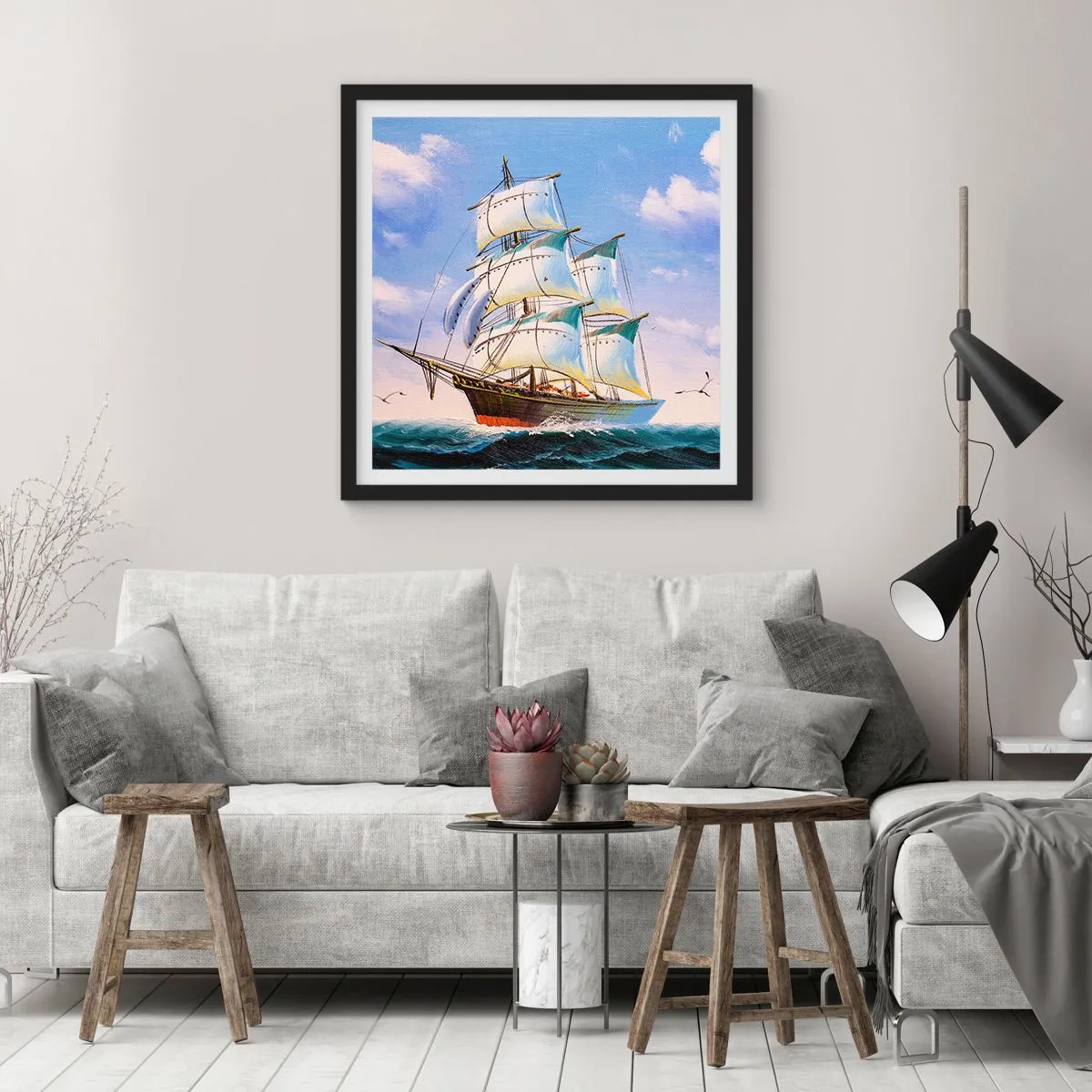 Affiche dans un cadre noir - Poster - Fièrement avec le vent - 30x30 cm