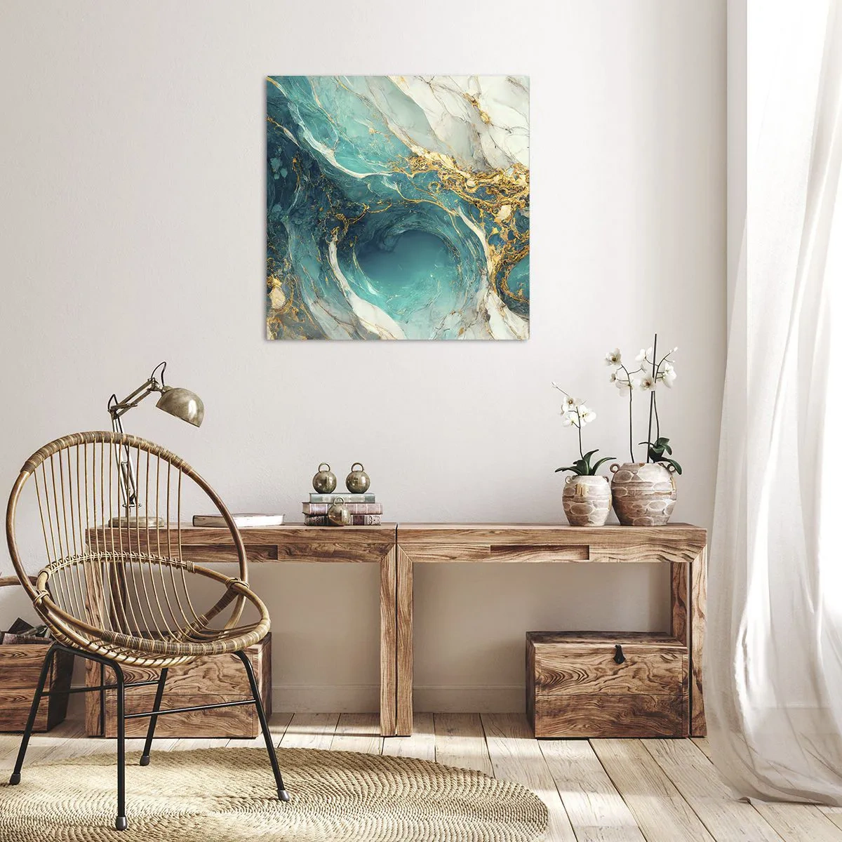 Impression sur toile - Image sur toile - Composition en veines d'or - 70x70 cm
