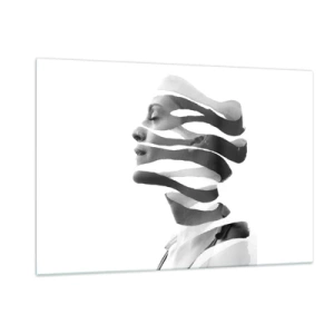Impression sur verre - Image sur verre - Composition abstraite d'un portrait féminin - 120x80cm - Portrait surréaliste - Décoration murale moderne pour le salon et la chambre ARTTOR