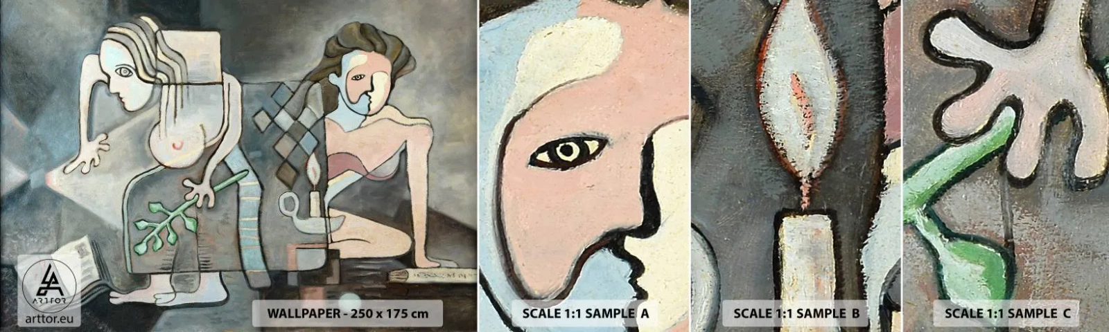 Échantillon De Papier Peint Standard Eco - Mosaïque d'esprit et de matière - Abstraction, Cubisme, Personnes - 100x30 cm