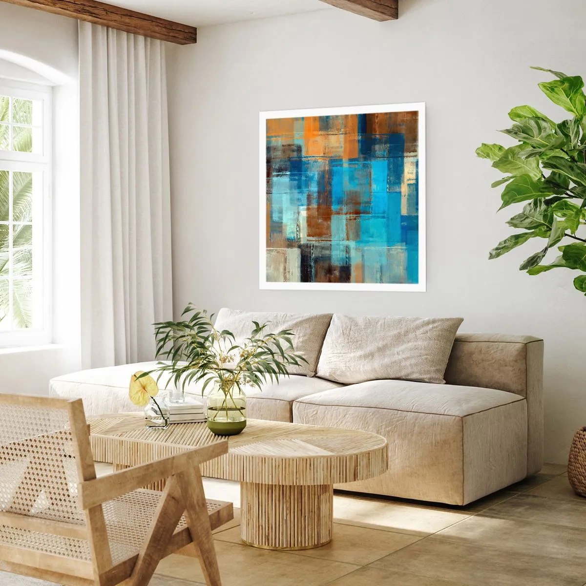 Affiche - Poster - A travers le voile bleu - 40x40 cm