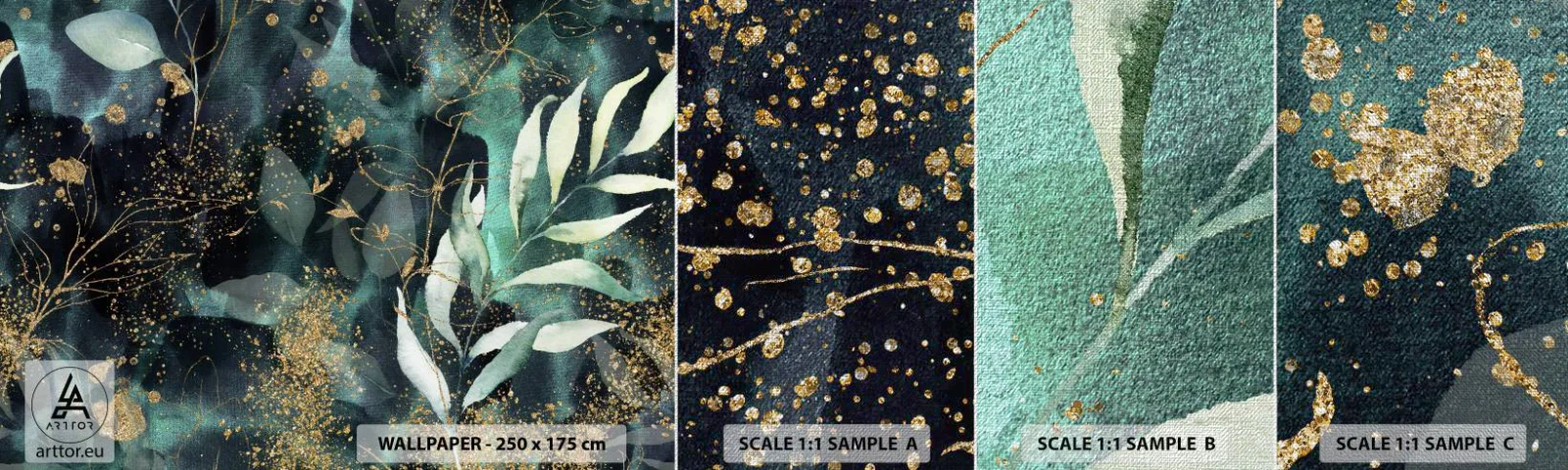 Échantillon de Papier Peint Premium Canvas - Jardin magique - Plantes, Feuilles, Botanique - 100x30 cm