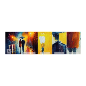 Échantillon de Papier Peint Premium Canvas - Ensemble – une nuit colorée - Couple, Romantique, Marcher - 100x30 cm