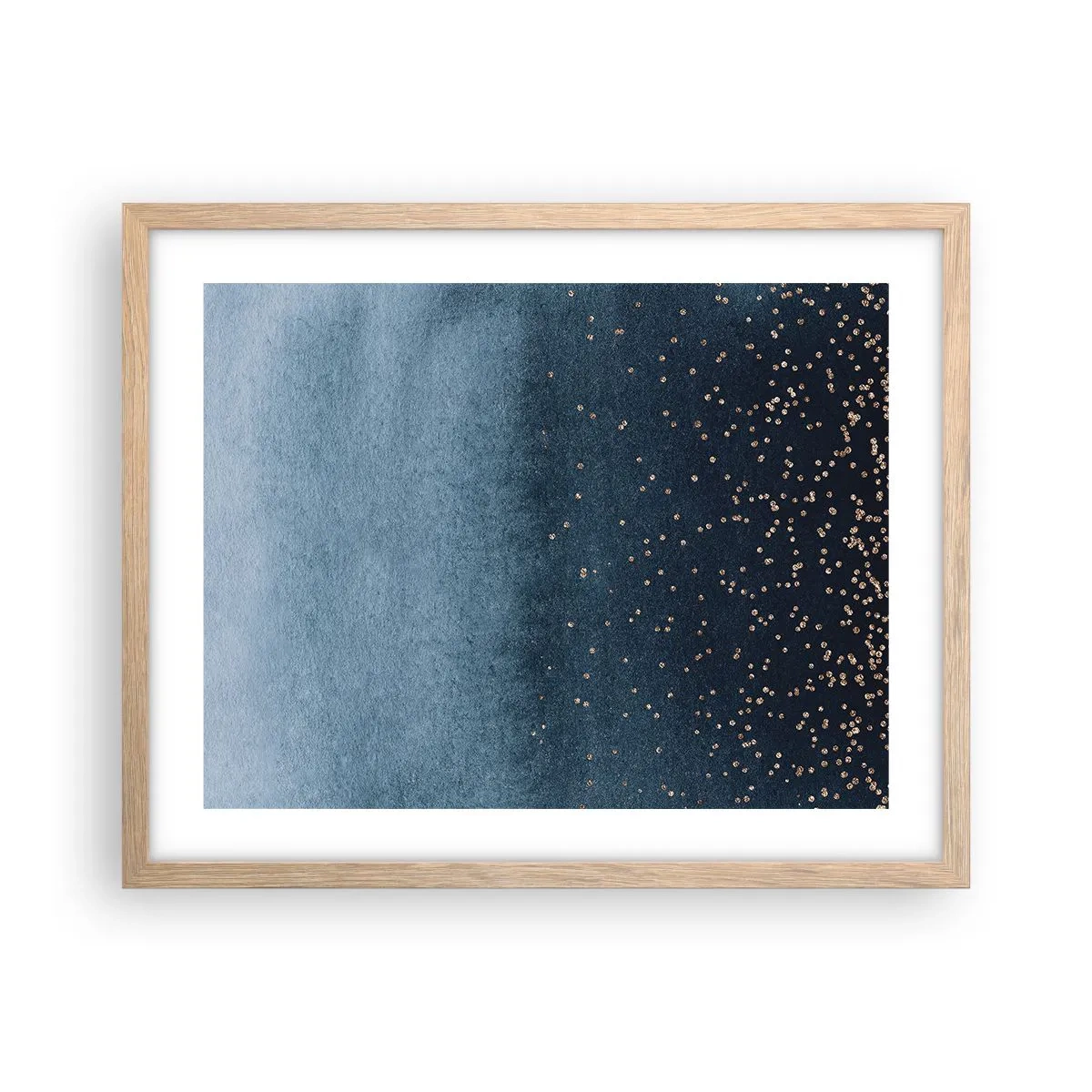 Affiche dans un chêne clair - Poster - Composition - phases bleues - 50x40 cm