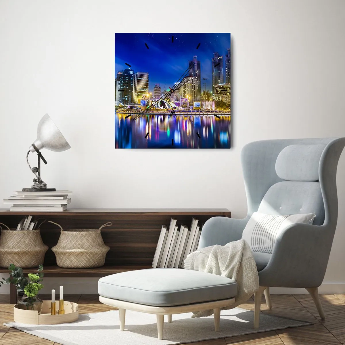 Horloge murale - Pendule murale - Nuit arc-en-ciel de la métropole - 40x40 cm