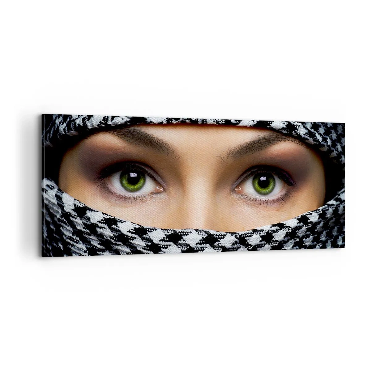 Impression sur toile - Image sur toile - Un portrait d'une beauté voilée aux yeux verts - 100x40 cm