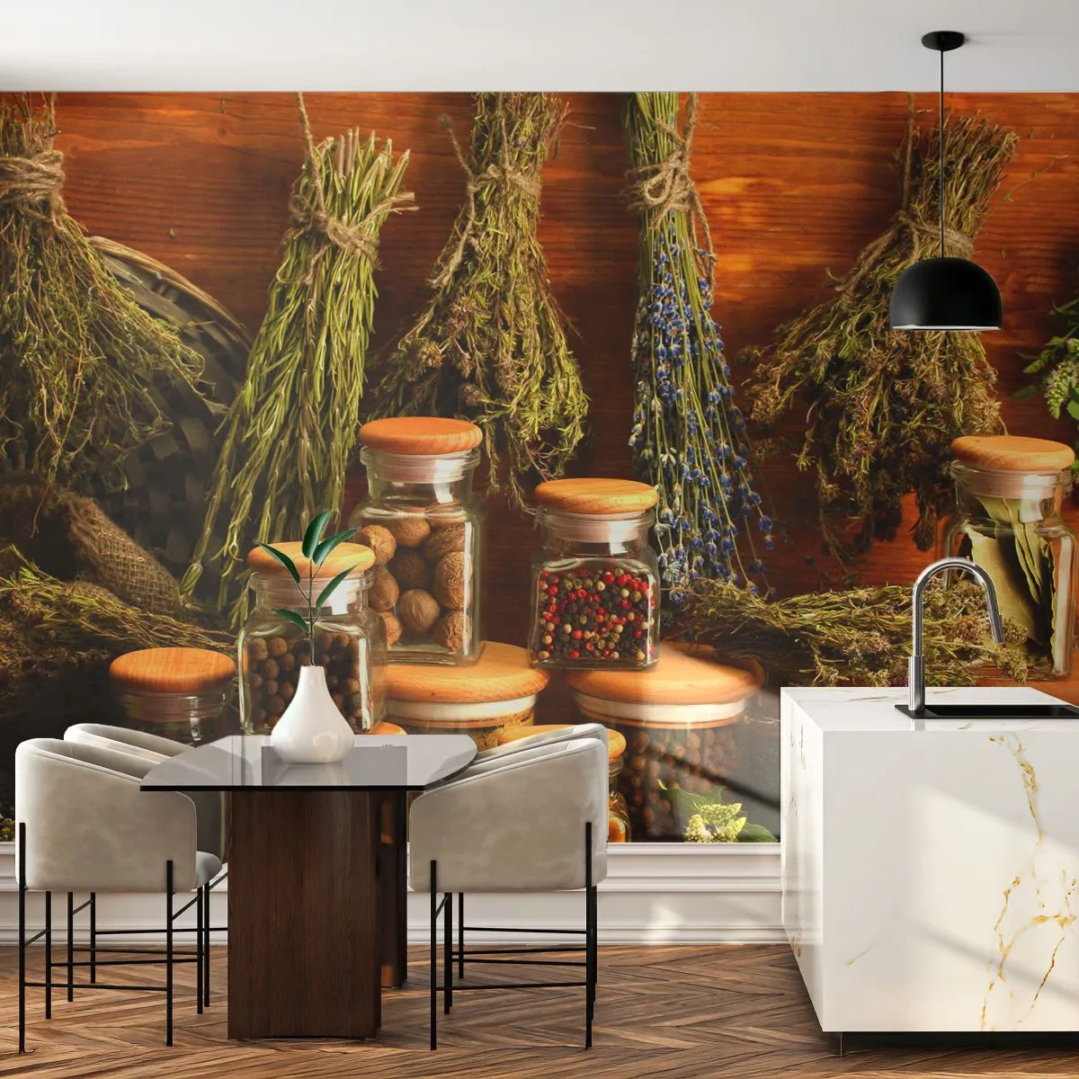 Papier Peint Photo Premium Canvas - Sortilèges de cuisine - La gastronomie, Herbes séchées, Épices - 500x350 cm