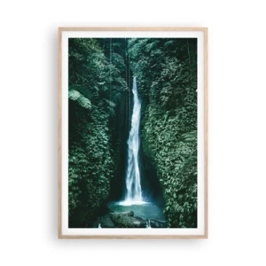 Affiche dans un chêne clair - Poster - Fontaine tropicale - 70x100 cm