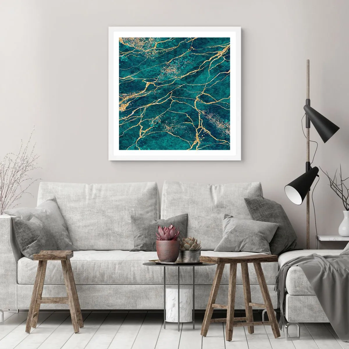 Affiche dans un cadre blanc - Poster - Mine d'or - 50x50 cm