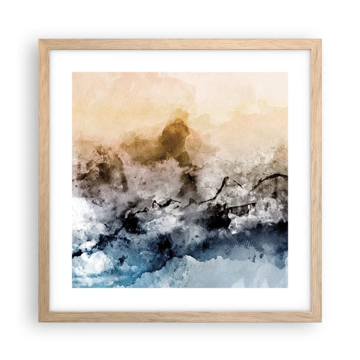Affiche dans un chêne clair - Poster - Noyé dans un nuage de brouillard - 40x40 cm