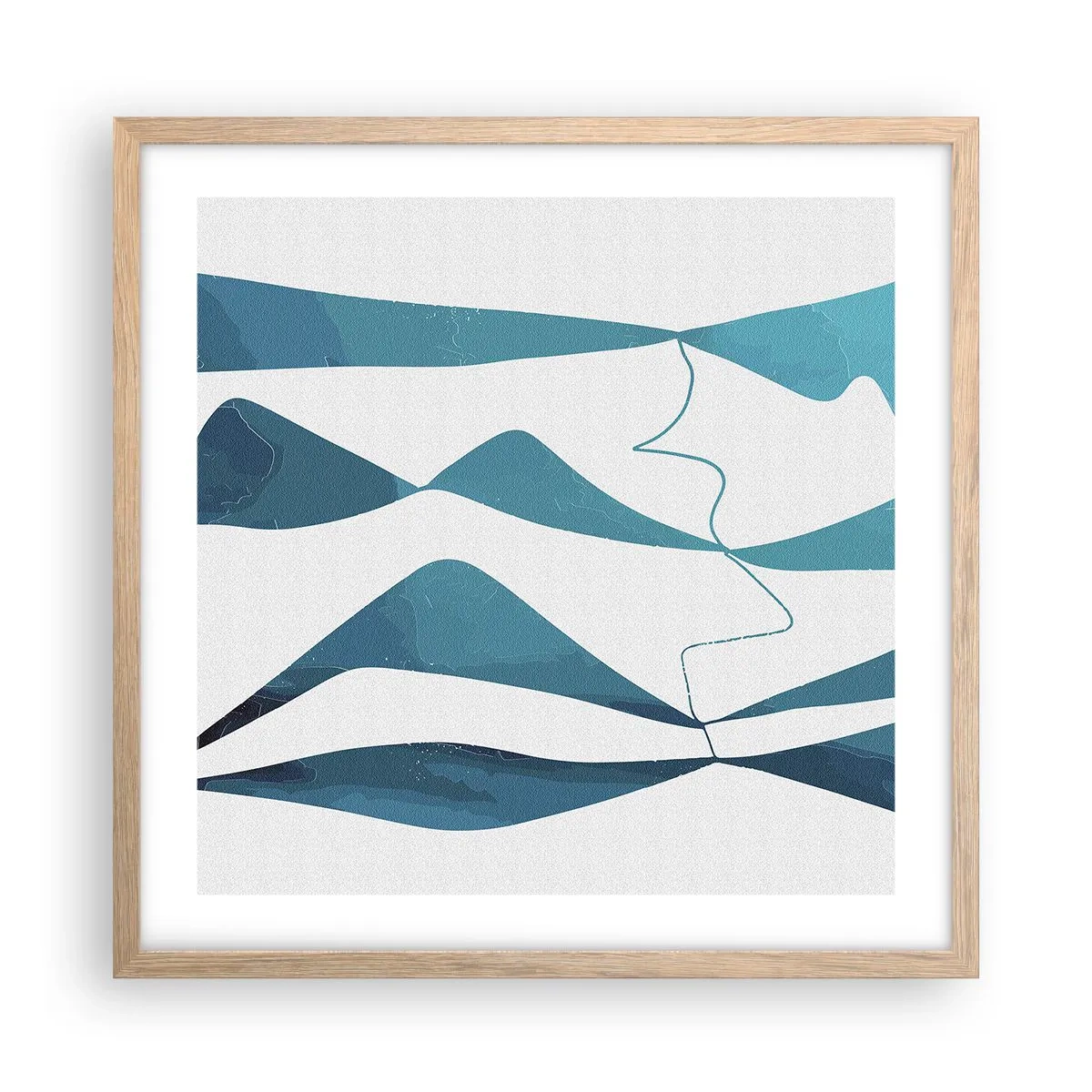 Affiche dans un chêne clair - Poster - Abstraction : composé turquoise - 50x50 cm