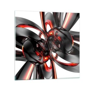 Impression sur verre - Image sur verre - Mouvement de graphite et rouge - 60x60 cm