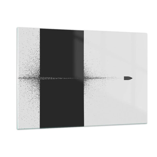 Impression sur verre - Image sur verre - Une composition abstraite en noir et blanc avec une ligne dynamique - 120x80cm - Droit au but - Décoration murale moderne pour le salon et la chambre ARTTOR