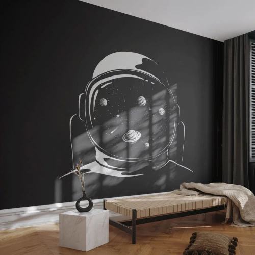 Papier Peint Autocollant Deluxe Sticker - Sympa la vue - Astronaute, Cosmos, Univers - 250x175 cm