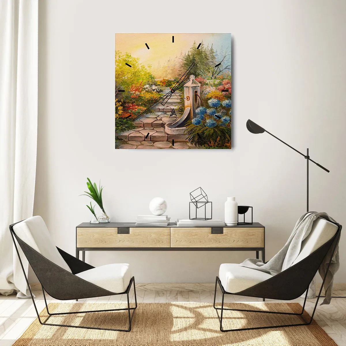 Horloge murale - Pendule murale - En pleine floraison - 40x40 cm