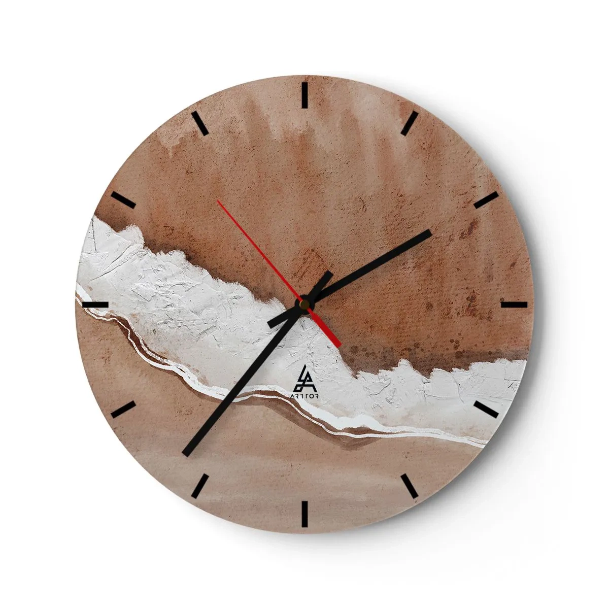 Horloge murale - Pendule murale - Texture marron et blanche inspirée de la nature - 30x30cm - Dans des couleurs de la terre - Décoration murale moderne pour le salon, la cuisine et la chambre ARTTOR