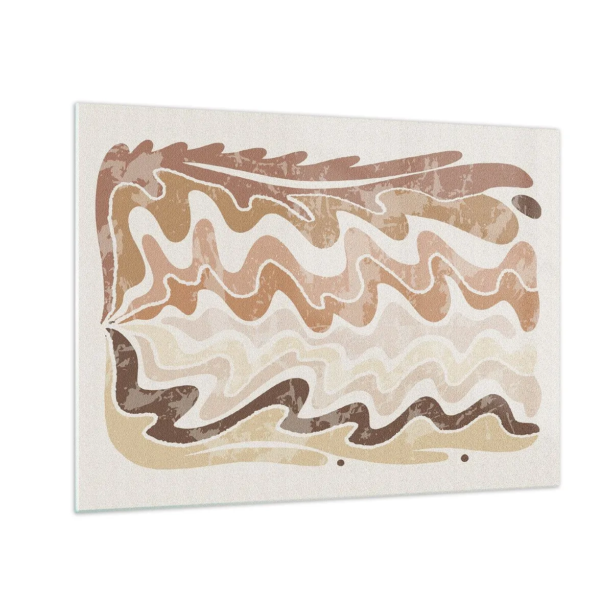 Impression sur verre - Image sur verre - Vagues beiges et brunes dans une composition abstraite - 70x50cm - Bonne énergie – bonnes émotions - Décoration murale moderne pour le salon et la chambre ARTTOR