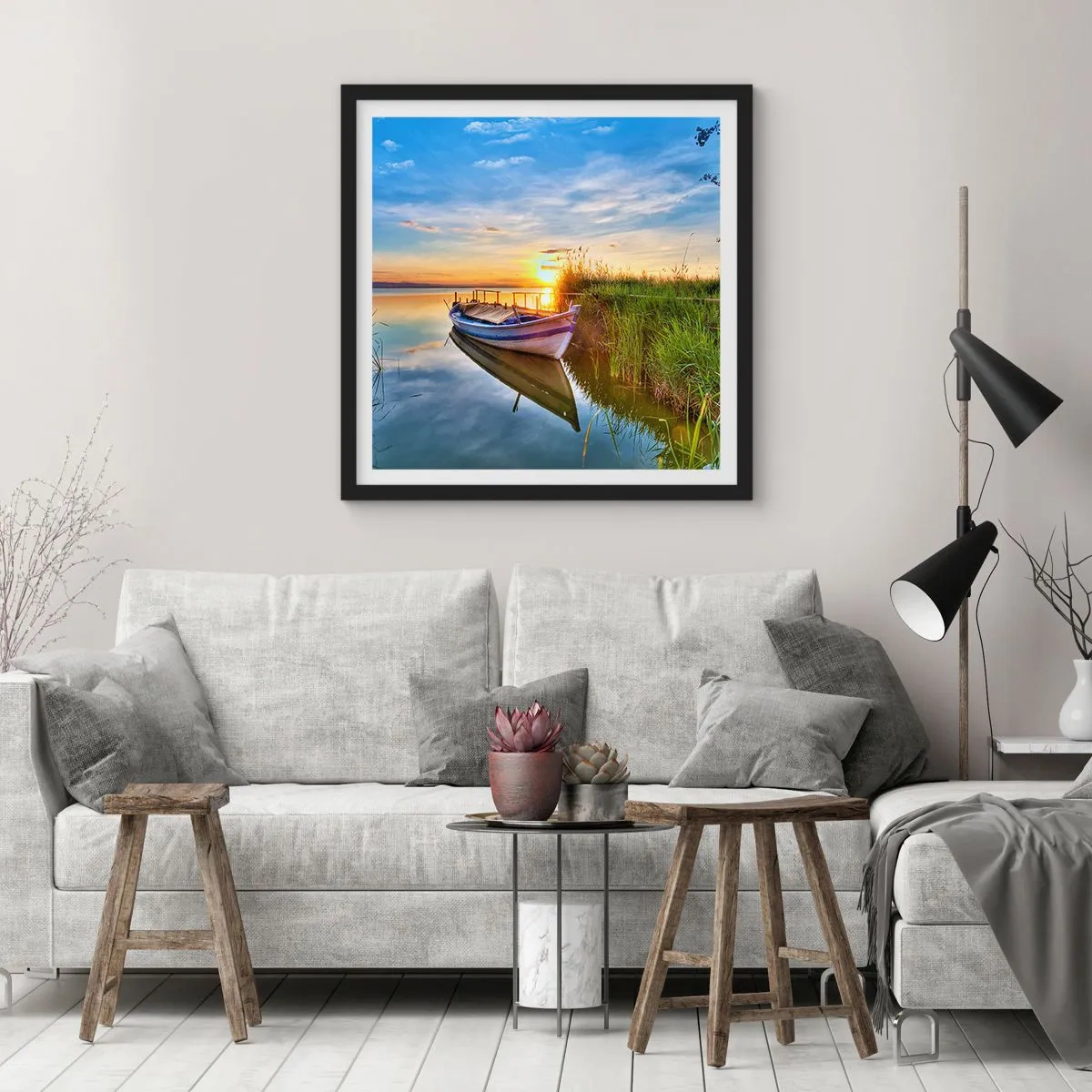 Affiche dans un cadre noir - Poster - La crique où les rêves deviennent réalité - 50x50 cm